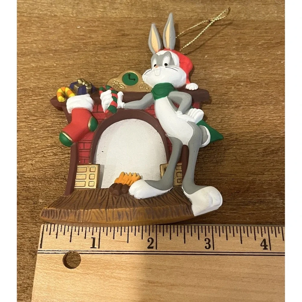 1997 Warner Bros Bugs Bunny Christmas Photo Frame Ornament Looney Tunes Vintage